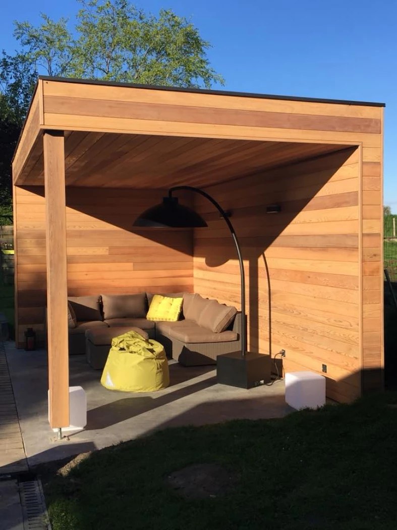 Pavillon de jardin en cèdre avec salon extérieur
